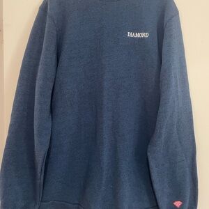 Diamond Supply Co Blue Crewneck Sweater with Ribbed Cuffs